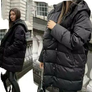 ZARA SOLD OUT WATER REPELLENT DOWN BLACK COAT